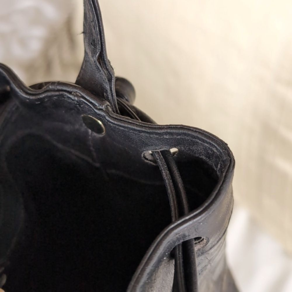 Vintge Salvatore Ferragamo Genuine  Croc Black Leather Drawstring Bu… - Picture 11 of 16